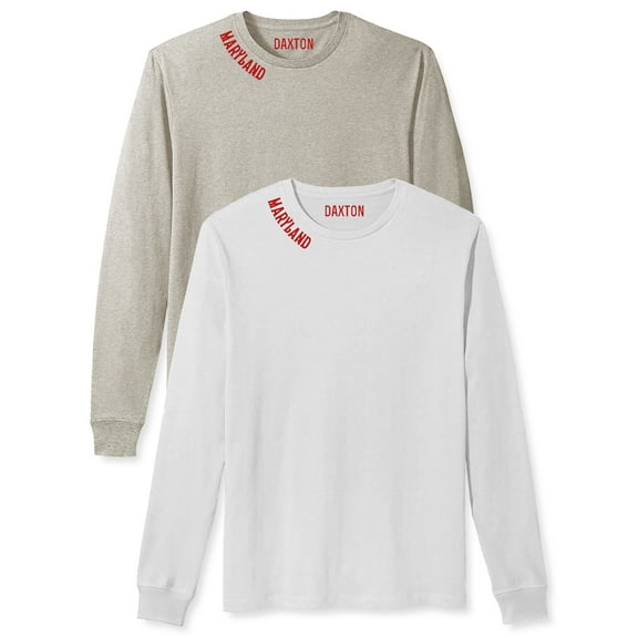 Daxton Premium Maryland Men Long Sleeves T Shirt Ultra Soft Medium Weight Cotton, 2Pk Oat Red White Red 1XL