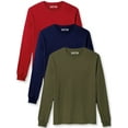 thumbnail image 1 of Daxton Premium Men Long Sleeves T Shirt Medium Weight Soft Cotton, 3Pk Red Navy Olive XS, 1 of 8