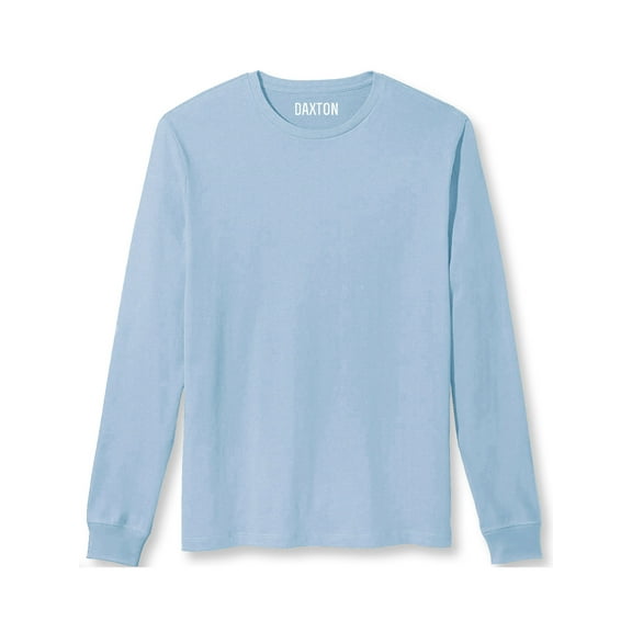 Daxton Premium Men's Long Sleeves T Shirt Ultra Soft Medium Weight Cotton, Light Blue Large