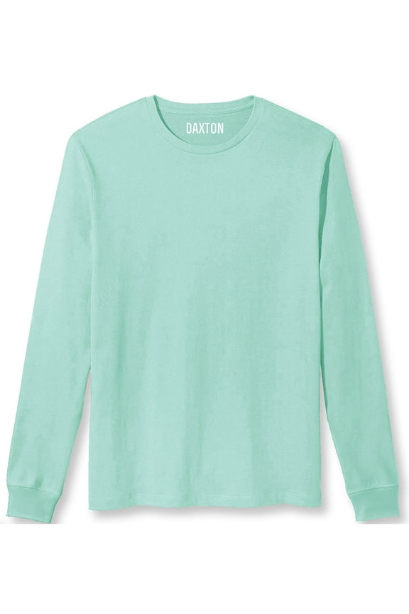 Premium Men's Long Sleeves T Shirt Ultra Soft Medium Weight Cotton, Mint 3XL