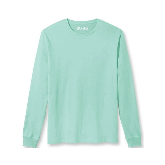 Daxton Premium Men's Long Sleeves T Shirt Ultra Soft Medium Weight Cotton, Mint XS