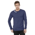 thumbnail image 1 of Daxton Premium Michigan Men Long Sleeves T Shirt Ultra Soft Medium Weight Cotton, Heather Navy Tee White Letters Medium, 1 of 3