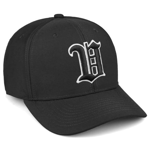 Daxton Premium Mid Profile Hat Semi Curved Visor Black Cap White Black Gothic Embroidered, V
