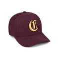 thumbnail image 1 of Daxton Premium Mid Profile Hat Semi Curved Visor Burgundy Cap Black Gold Gothic Embroidered, Letter C, 1 of 4