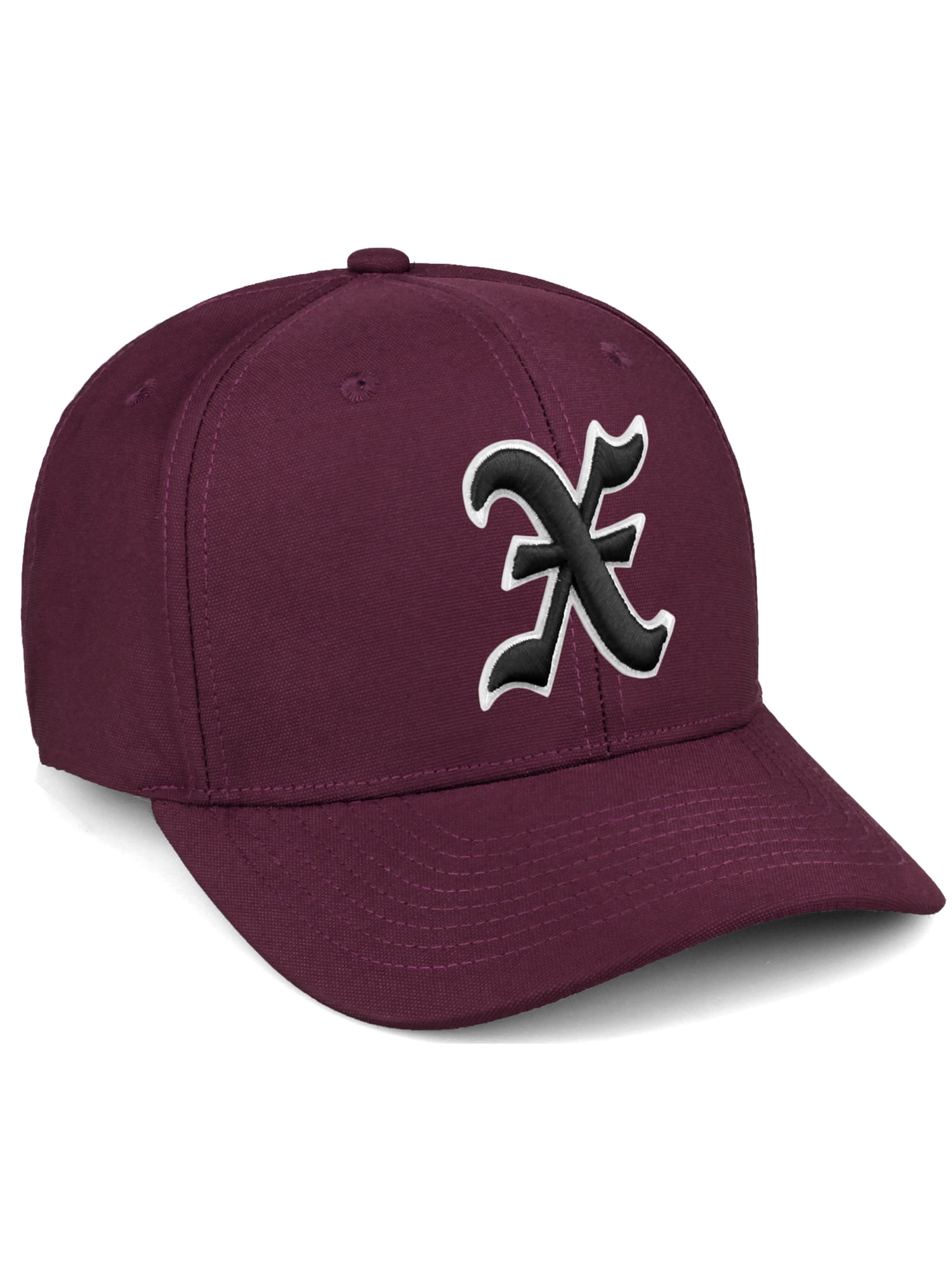 X Hat Daxton Premium Mid Profile Hat Semi Curved Visor Burgundy Cap White ...