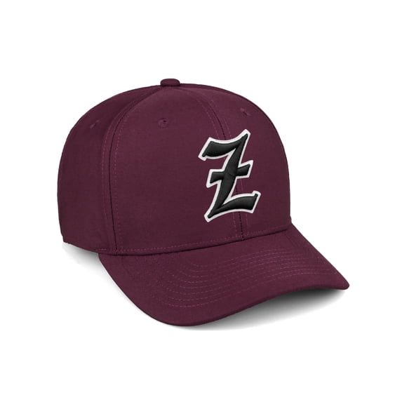 Daxton Premium Mid Profile Hat Semi Curved Visor Burgundy Cap White Black Gothic Embroidered, Letter Z