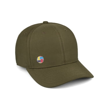 Daxton Premium Mid Profile Hat Semi Curved Visor Cap Autism Awareness Circle Metal Emblem,Olive