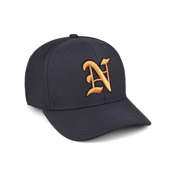 Daxton Premium Mid Profile Hat Semi Curved Visor Charcoal Cap Black Gold Gothic Embroidered, Letter N