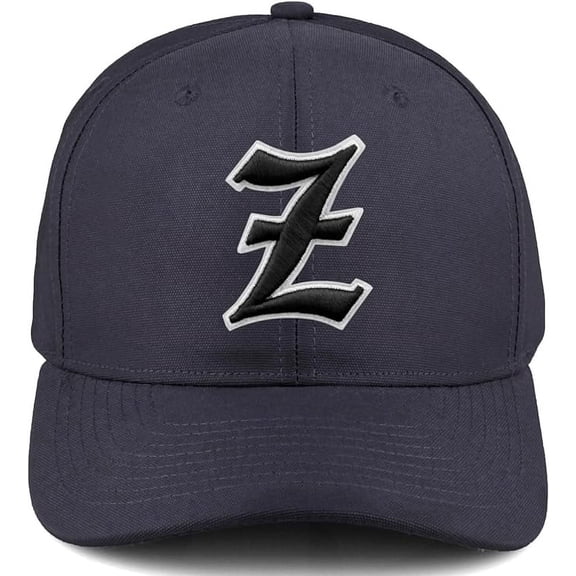 Daxton Premium Mid Profile Hat Semi Curved Visor Charcoal Cap White Black Gothic Embroidered, Letter Z