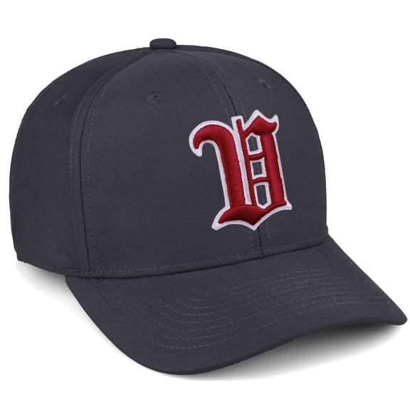 Daxton Premium Mid Profile Hat Semi Curved Visor Charcoal Cap White Red Gothic Embroidered, Letter V