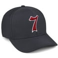 thumbnail image 1 of Daxton Premium Mid Profile Hat Semi Curved Visor Charcoal Cap White Red Gothic Embroidered, Number 7, 1 of 4