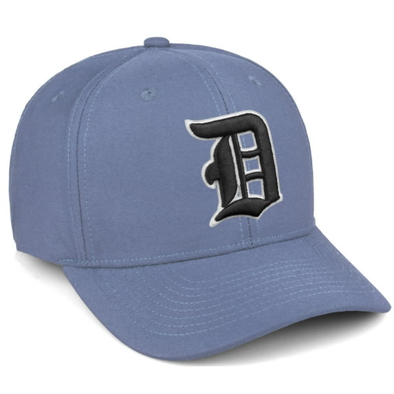 Daxton Premium Mid Profile Hat Semi Curved Visor Dusty Blue Cap White Black Gothic Embroidered, Letter D