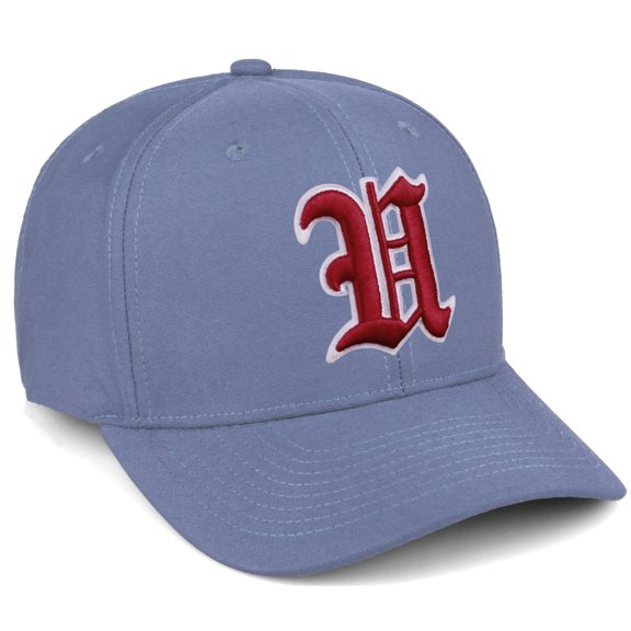 Daxton Premium Mid Profile Hat Semi Curved Visor Dusty Blue Cap White Red Gothic Embroidered, Letter U