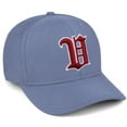 thumbnail image 1 of Daxton Premium Mid Profile Hat Semi Curved Visor Dusty Blue Cap White Red Gothic Embroidered, Letter V, 1 of 4