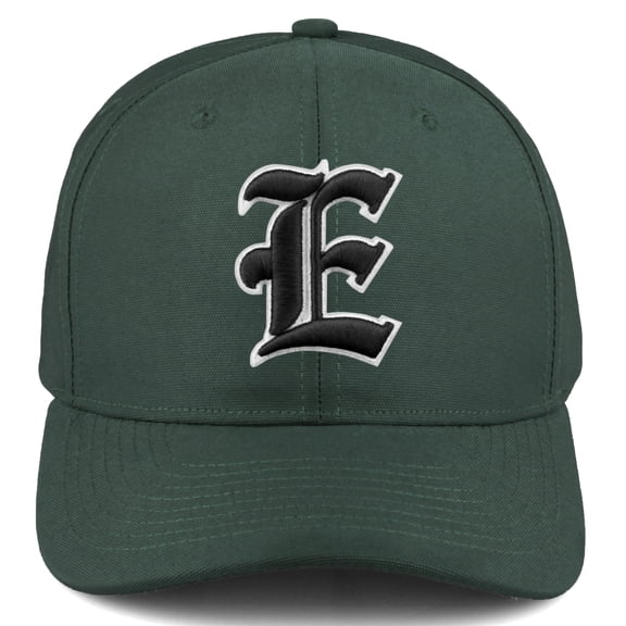 Daxton Premium Mid Profile Hat Semi Curved Visor Hunter Cap White Black Gothic Embroidered, Letter E