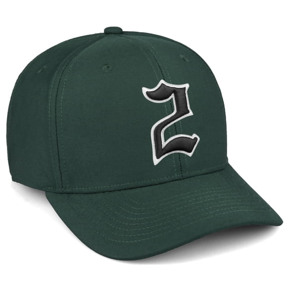 Daxton Premium Mid Profile Hat Semi Curved Visor Hunter Cap White Black Gothic Embroidered, Number 2