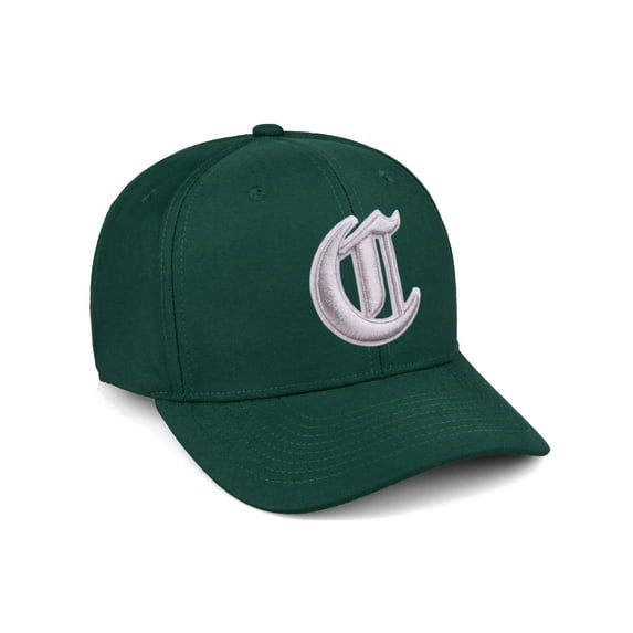 Daxton Premium Mid Profile Hat Semi Curved Visor Hunter Cap White Silver Gothic Embroidered, Letter C