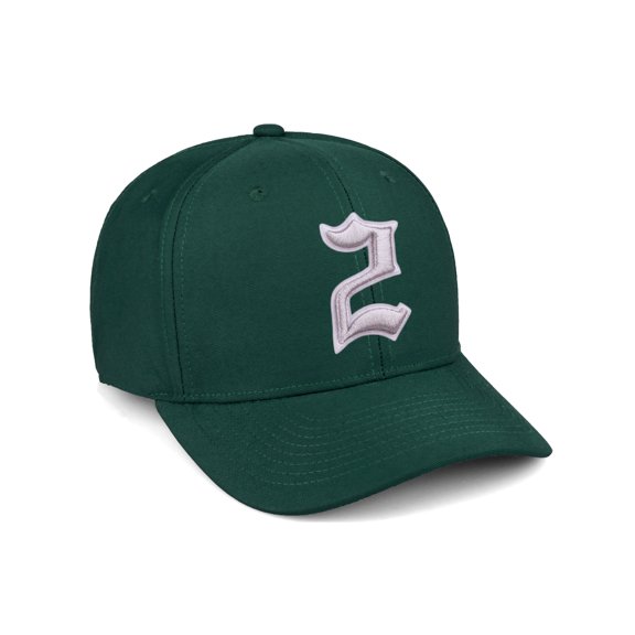 Daxton Premium Mid Profile Hat Semi Curved Visor Hunter Cap White Silver Gothic Embroidered, Number 2