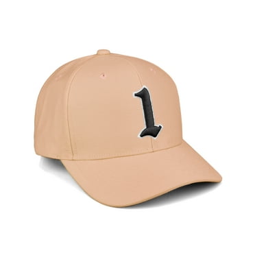 Daxton Premium Mid Profile Hat Semi Curved Visor Khaki Cap White Black Gothic Embroidered, Number 1