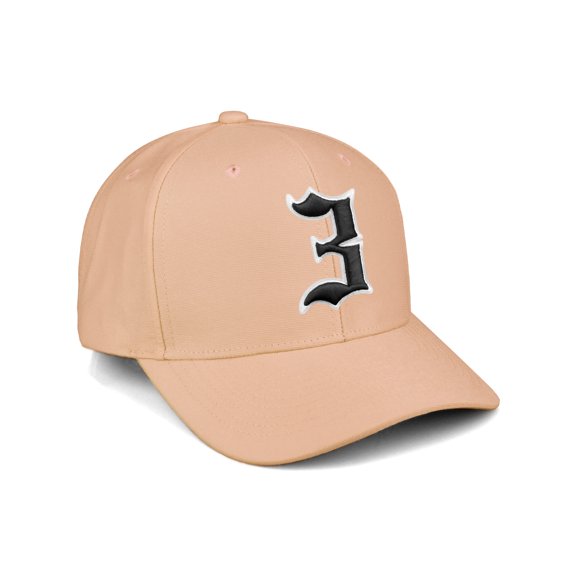 Daxton Premium Mid Profile Hat Semi Curved Visor Khaki Cap White Black Gothic Embroidered, Number 3