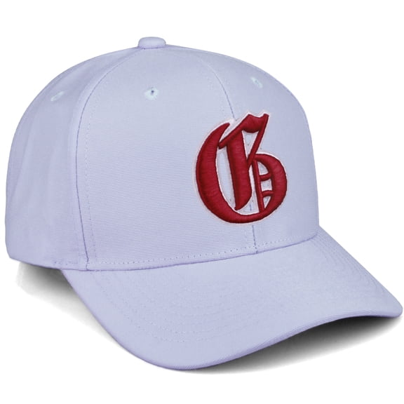Daxton Premium Mid Profile Hat Semi Curved Visor Light Blue Cap White Red Gothic Embroidered, Letter G