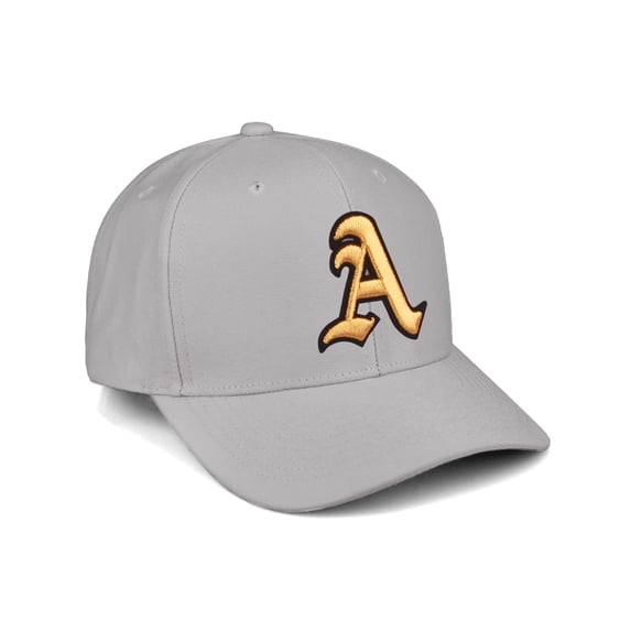 Daxton Premium Mid Profile Hat Semi Curved Visor Light Grey Cap Black Gold Gothic Embroidered, Letter A