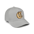 thumbnail image 1 of Daxton Premium Mid Profile Hat Semi Curved Visor Light Grey Cap Black Gold Gothic Embroidered, Letter C, 1 of 4