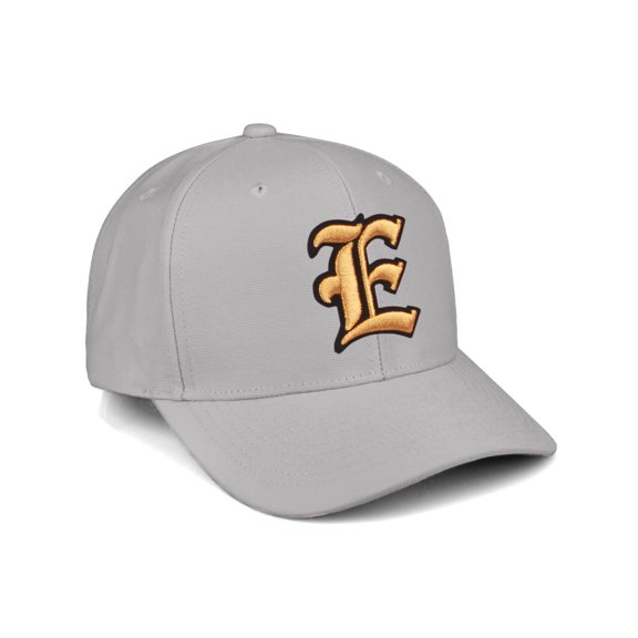 Daxton Premium Mid Profile Hat Semi Curved Visor Light Grey Cap Black Gold Gothic Embroidered, Letter E