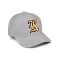 thumbnail image 1 of Daxton Premium Mid Profile Hat Semi Curved Visor Light Grey Cap Black Gold Gothic Embroidered, Letter K, 1 of 4