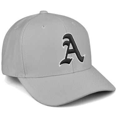 Daxton Premium Mid Profile Hat Semi Curved Visor Light Grey Cap White Black Gothic Embroidered, Letter A