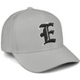 thumbnail image 1 of Daxton Premium Mid Profile Hat Semi Curved Visor Light Grey Cap White Black Gothic Embroidered, Letter E, 1 of 4