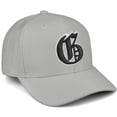 thumbnail image 1 of Daxton Premium Mid Profile Hat Semi Curved Visor Light Grey Cap White Black Gothic Embroidered, Letter G, 1 of 4