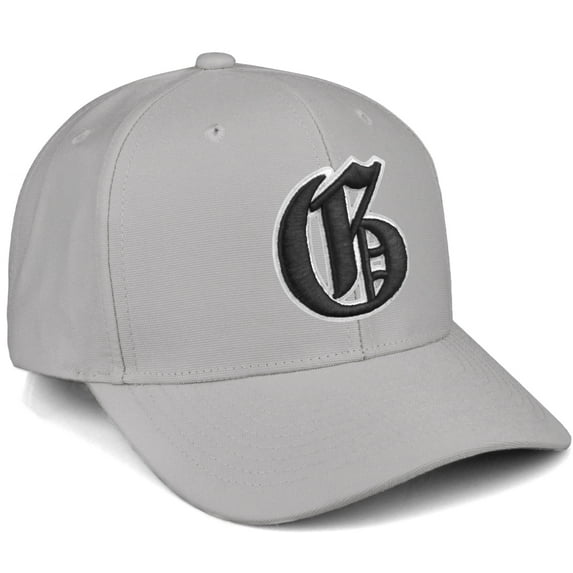 Daxton Premium Mid Profile Hat Semi Curved Visor Light Grey Cap White Black Gothic Embroidered, Letter G