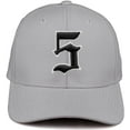 thumbnail image 1 of Daxton Premium Mid Profile Hat Semi Curved Visor Light Grey Cap White Black Gothic Embroidered, Number 5, 1 of 4