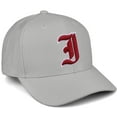 thumbnail image 1 of Daxton Premium Mid Profile Hat Semi Curved Visor Light Grey Cap White Red Gothic Embroidered, Letter I, 1 of 4