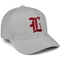 thumbnail image 1 of Daxton Premium Mid Profile Hat Semi Curved Visor Light Grey Cap White Red Gothic Embroidered, Letter L, 1 of 4