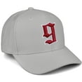 thumbnail image 1 of Daxton Premium Mid Profile Hat Semi Curved Visor Light Grey Cap White Red Gothic Embroidered, Number 9, 1 of 4