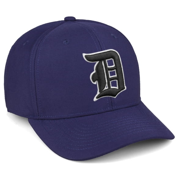 Daxton Premium Mid Profile Hat Semi Curved Visor Navy Cap White Black Gothic Embroidered, Letter D