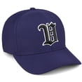 thumbnail image 1 of Daxton Premium Mid Profile Hat Semi Curved Visor Navy Cap White Black Gothic Embroidered, Letter V, 1 of 4