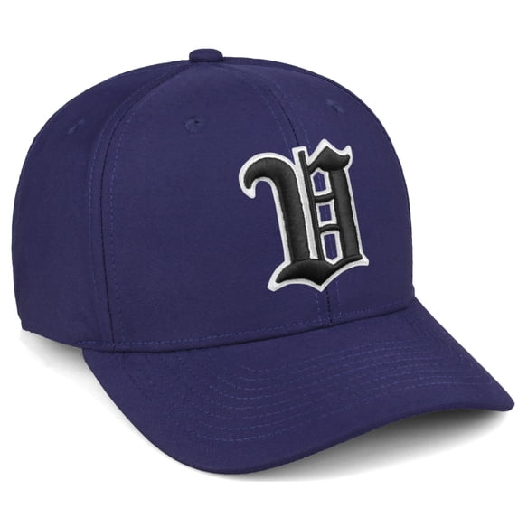 Daxton Premium Mid Profile Hat Semi Curved Visor Navy Cap White Black Gothic Embroidered, Letter V