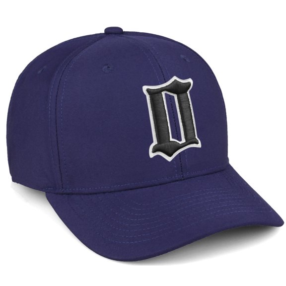 Daxton Premium Mid Profile Hat Semi Curved Visor Navy Cap White Black Gothic Embroidered, Number 0