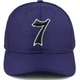 thumbnail image 1 of Daxton Premium Mid Profile Hat Semi Curved Visor Navy Cap White Black Gothic Embroidered, Number 7, 1 of 4