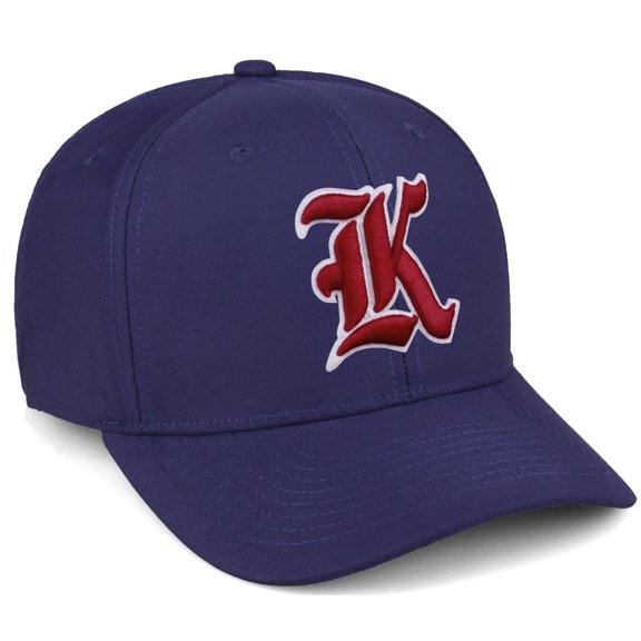 Daxton Premium Mid Profile Hat Semi Curved Visor Navy Cap White Red Gothic Embroidered, Letter K