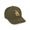thumbnail image 1 of Daxton Premium Mid Profile Hat Semi Curved Visor Olive Cap Black Gold Gothic Embroidered, Letter K, 1 of 1