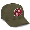 thumbnail image 1 of Daxton Premium Mid Profile Hat Semi Curved Visor Olive Cap White Red Gothic Embroidered, Letter M, 1 of 4
