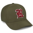 thumbnail image 1 of Daxton Premium Mid Profile Hat Semi Curved Visor Olive Cap White Red Gothic Embroidered, Letter R, 1 of 4