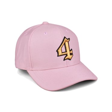 Daxton Premium Mid Profile Hat Semi Curved Visor Pink Cap Black Gold Gothic Embroidered, Number 4
