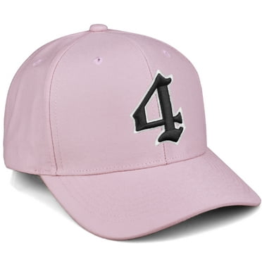 Daxton Premium Mid Profile Hat Semi Curved Visor Pink Cap White Black Gothic Embroidered, Number 4