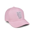 thumbnail image 1 of Daxton Premium Mid Profile Hat Semi Curved Visor Pink Cap White Silver Gothic Embroidered, Letter Y, 1 of 3