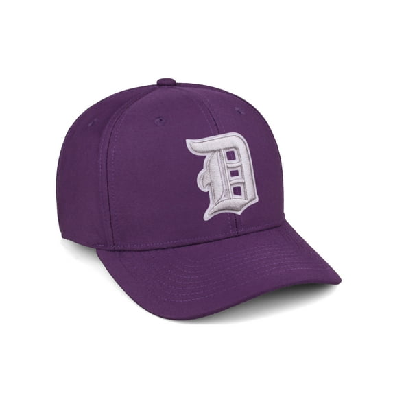 Daxton Premium Mid Profile Hat Semi Curved Visor Purple Cap White Silver Gothic Embroidered, Letter D
